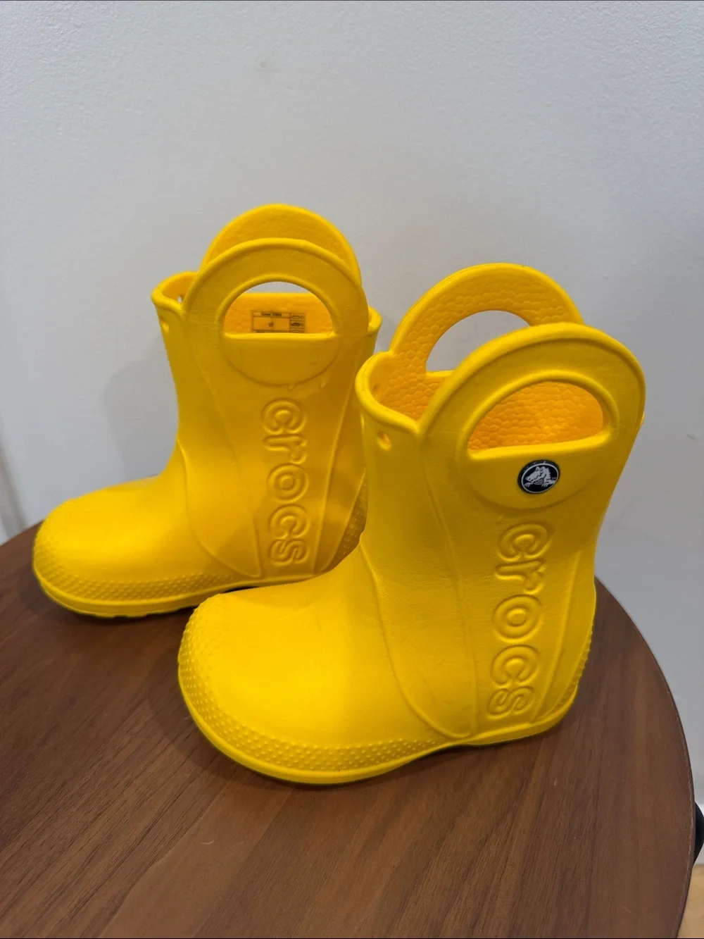 CROCS Kids' Bright Yellow Waterproof Handle Rain Boots